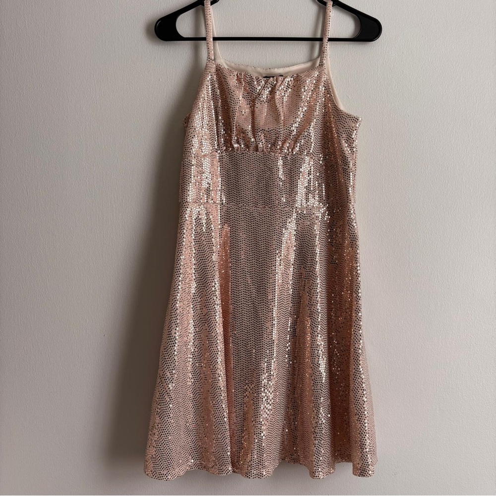 Zunie Cream Dress with Pink Sequins